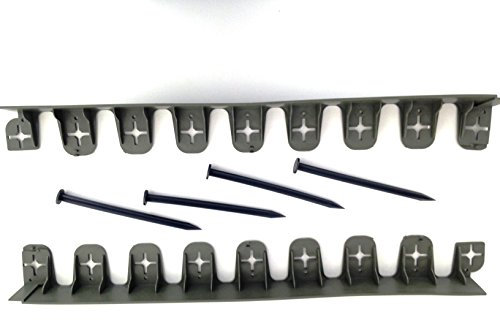 5er Pack TerraGala Rasenkanten aus Kunststoff, ideal als Beeteinfassung und Mähkante, (800mm x 80mm x 60mm), grün + 30 Kunststoffpins à 25cm zur Befestigung