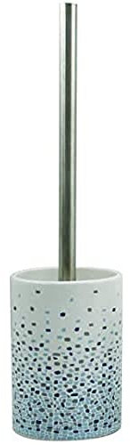 MSV Escobilla de baño y Soporte, Acero Inoxidable, Gotas Azules, 0