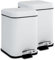 Harbour Housewares 3L Bathroom Bins - White - Pack of 2 - Square Stainless Steel Pedal Bin Slim Kitchen Rubbish Trash Can Garbage Dustbin with Lid and Inner Liner Bucket