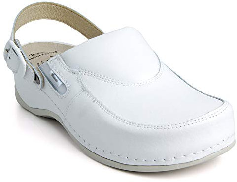 Batz FC10P Handgemachte Hochwertigem Komfortschuhe, Lederschuhe, Pantolette, Hausschuhe, Sandalette, Sandalen, Damen, Weiß, EU 40