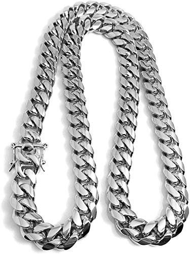 Dubai Collections 14MM Stunning Ultra Thick Wide Style Cuban Link Miami Classic Men's Necklace Chain Diamond Cut with Gift Box