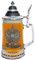 Glaskrug gedunkelter Zinndeckel, Bierglas, Bierkrug, Krug