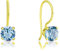 DTPsilver® Aretes de Colores - Pendientes Plata de Ley 925 Chapado en Oro Amarillo con Cristal Swarovski® Elements - Pendientes Semental Dorados - Diámetro: 6 mm - Color: Aguamarina