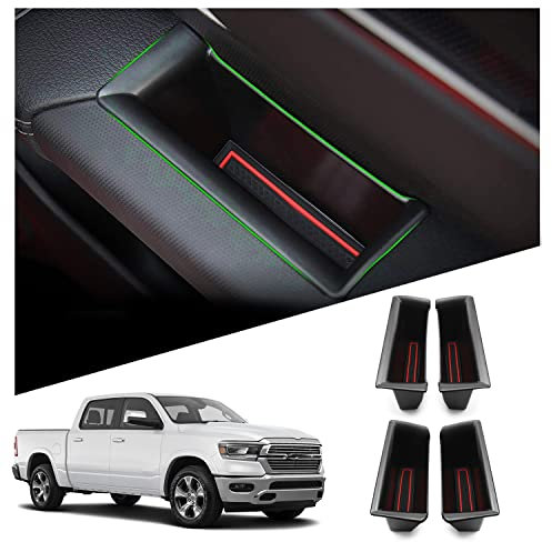 RUIYA Kompatibel mit Dodge RAM 1500 2019-2025 Autotürgriff Aufbewahrungsbox, Autotürgriff Container Organizer Tablett Autotürgriff Organizer Tray Mittelkonsole Organizer RAM 1500 zubehör [4 Stück ]