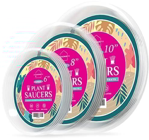 My Homeware Fix 15-Pack Clear Plastic Plant Pot Saucer to Prevent Water Spills – Drip Trays for Indoors and Outdoors – Saucers are 3 Sizes – 6, 8, and 10 inches