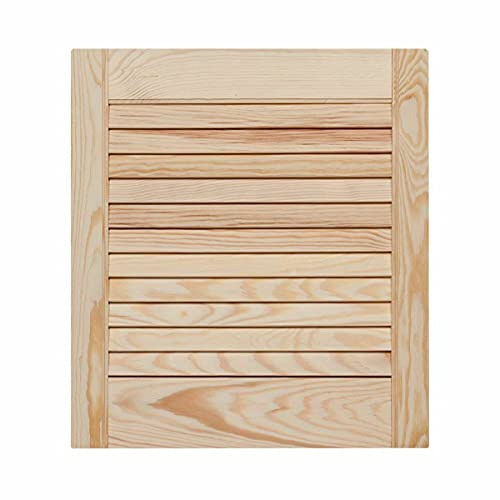 Natural Clear Pine Wood Door, Vented Open Louvre Door – Ready to Paint Internal Cupboard Doors, Wardrobe, Slatted Cupboard Door TMW Profiles (606mm (23.86) Height, 594 mm (23.39) Width)