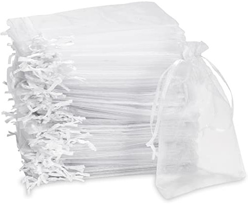 Carehabi - Organzasäckchen, Organzabeutel, Geschenkbeutel Organza, Schmuckbeutel, Hochzeit-Säckchen, Lavendelsäckchen-Säckchen (10 x 15cm, Weiß)