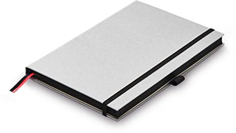LAMY paper blanco Hardcover A5 Notizbuch 810 – Format DIN A5 (145 x 210 mm) in gebürsteter Metalloptik ohne Lineatur, 192 Seiten und elastischem Verschlussband