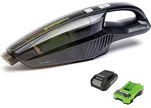 Greenworks Akku-Handstaubsauger G24HV (Li-Ion 24 V 2 Geschwindigkeitsstufen 2-Filtersystem für Nass- und Trockeneinsatz incl Akku und Ladegerät)