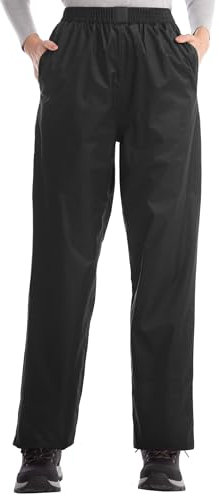 M GYEJIAQU wasserdichte Damen Überhose Wasserdicht & Atmungsaktiv Winddichte Überhose Regenhose Outdoor，Schwarz, Large/33 Inseam