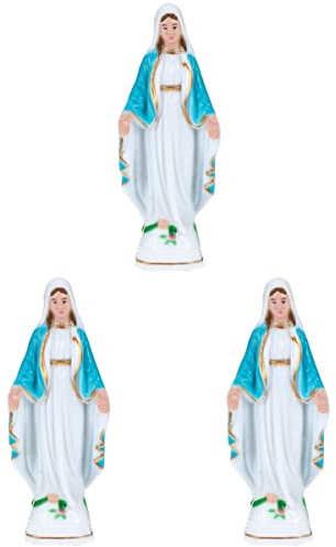 ifundom 3 Stück Elegante Statue Der Jungfrau Maria Im Katholischen Religiösen Stil Aus Kunststoff Für Die Inneneinrichtung Der Kirche