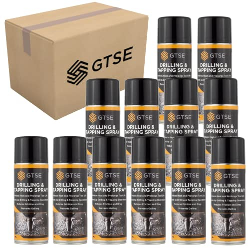 GTSE Bulk Box Drilling & Tapping/Cutting Spray with Short Nozzle Attached, Reduces Friction and Drag to Speed up Drilling and Cutting, 12 x 400ml Cans