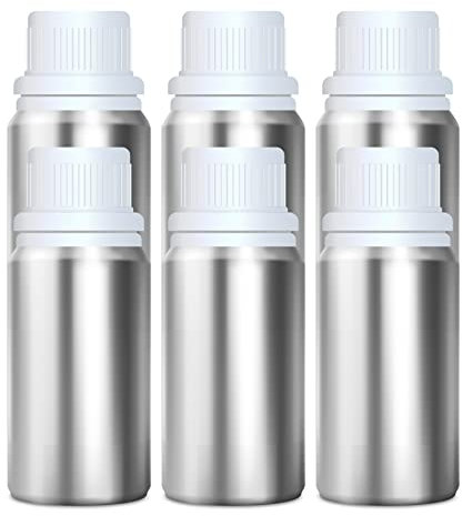 MYOC Multipurpose Aluminium Empty Bottle with Drop Nozzle & Cap with Inner lid for Essential Oil, Oil Blends, Cosmetic liquid storage container - 100 ml (Pack of 6)