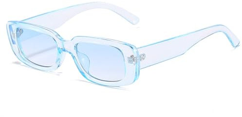 WDZAYXC Vintage rechteckige Sonnenbrille für Damen und Herren, modische Retro-Brille mit quadratischem Rahmen, Brille mit UV400-Schutz(blau)