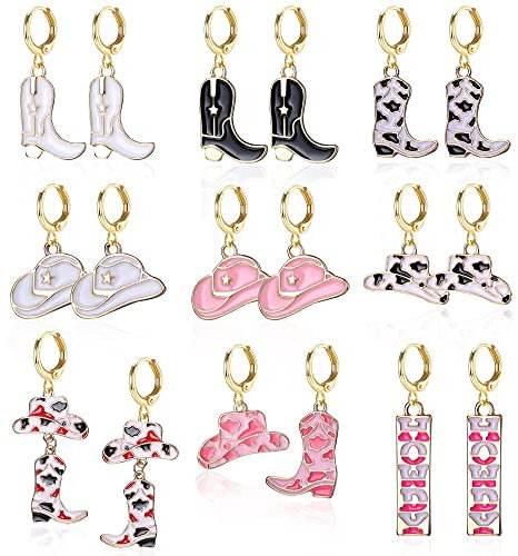 Kakonia Western Ohrringe für Frauen Cowgirl Cowboy Boot Bull Hut Drop Dangle Land Ohrringe Set C
