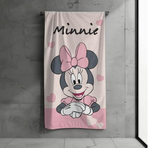 MTOnlinehandel Badetuch, Kinder, 70x140cm, 100% Baumwolle, weiches, saugfähiges Handtuch, Strandtuch für Jungen und Mädchen (Minnie)