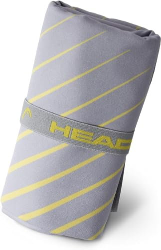HEAD Active Stripes - Strandtuch Mikrofaser Handtuch Set mit Gummizug, Duschtuch Flauschiges Leichtes, Schnell Trocknendes Fitness Handtuch Saunatuch Saugfähiges Badetuch Platzsparende Reisehandtücher