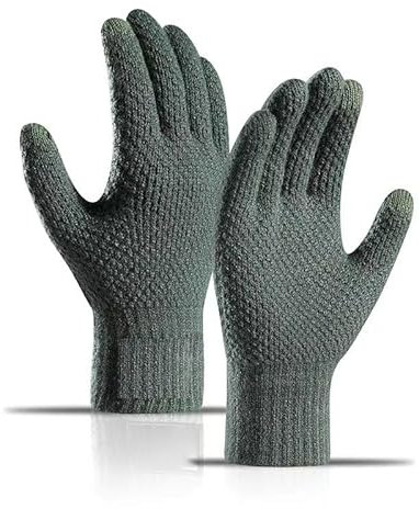 Sitthyw Herren Gestrickte Handschuhe Winter Warm Touchscreen Fingerhandschuhe Anti-Rutsch Strick Sport Thermohandschuhe Outdoor Warm Und Winddicht Handschuhe für Männer Radfahren Laufen ski und SMS