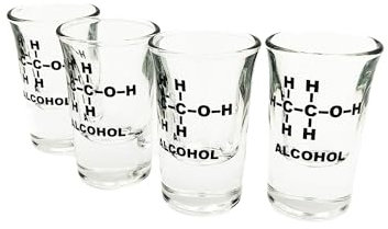 Mad Monkey Verres à shot amusants avec alcool formule chimique en set de 4