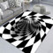 Salutebaba 3D Vortex Teppich Schwarz und Weiß, 60*90cm, Moderner Karierter Teppich für Zuhause, Schlafzimmer, Wohnzimmer