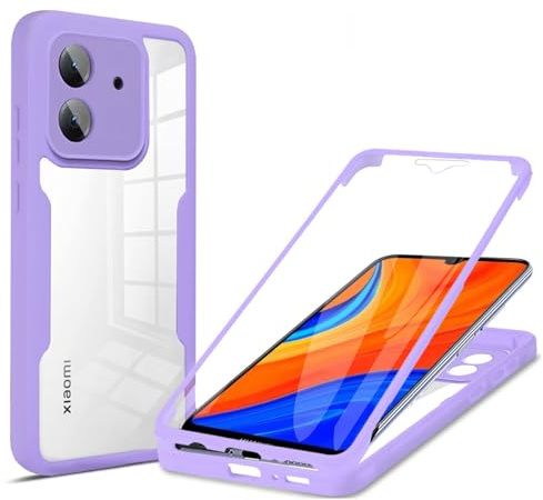 betterfon 360 Grad Hülle Kompatibel mit Xiaomi Redmi 13C / C65 | Handyhülle mit eingebautem Displayschutz für Redmi 13C / C65 | Lila
