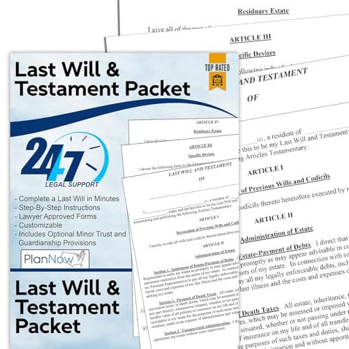 PlanNow Testamentpaket mit optionalen Bestimmungen für das Vertrauen und die Vormundschaft von Minderjährigen. Inklusive kostenlosem Telefon- und Textzugang zu lizenzierten Anwälten. Einfache