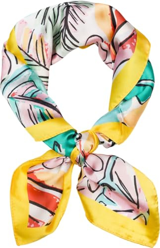 styleBREAKER Damen Halstuch Tropisch Popart Quadratisch | 70x70 cm Maß, seidig weiches Polyester-Gewebe, vielseitig knotbar für Hals, Haare oder als bunte Taschen-Verzierung nutzbar.