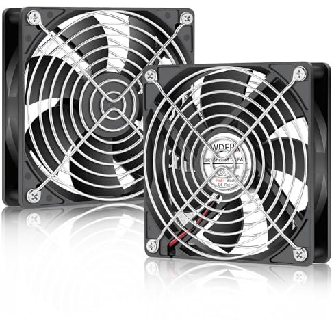WDERAIR 120mm x 25mm 12V DC Computer Brushless 2Pin PC Case Cooling Fan 2-Pack Dual Ball Bearing for DIY RV Fridge Electronics Ventilation Exhaust Projects