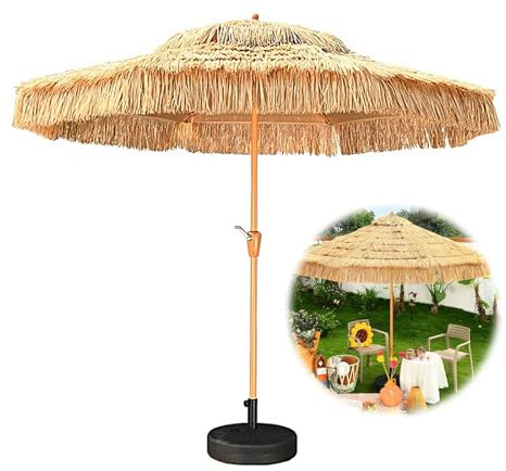 Sonnenschirme Groß Windfest Sonnenschirm Stroh Strandschirm Balkon Strand Strohschirm Geeignet für Strand Garten Landschaft und Innenhof