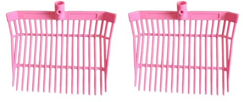 Vesdrtyr Cabezal de Repuesto de Horquilla para Estiércol, Cabeza de Horquilla, Rastrillo para Estiércol de Caballo, para Recoger Estiércol, Eliminación de Desechos Estable, Rosa, 2 Piezas
