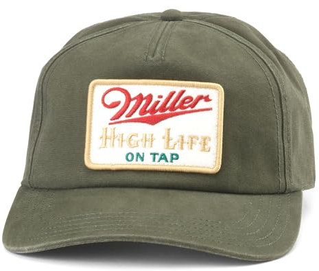 AMERICAN NEEDLE Miller High Life Beer Patch Unisex verstellbare Snapback Baseballmütze, Armeegrün (Roscoe), Einheitsgröße