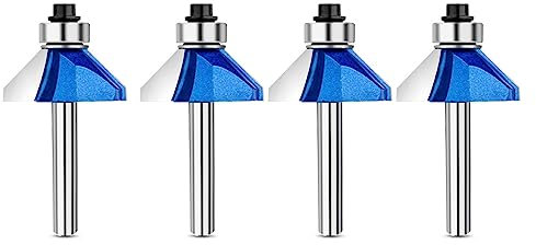 Juego de 4 herramientas de carpintería de 45° biselado, fresadora biselada, diámetro 1 4 para tablero de partículas de madera maciza