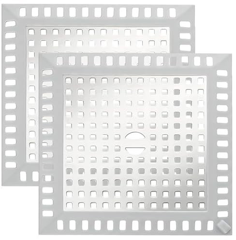 NCCHDZSW Abflusssieb 2 Pcs Quadrat Abflussschutz 12x12cm Abflusssieb Edelstahl Dusche Schnell Ablaufend SpüLbecken Einfach zu Reinigen Duschabfluss Badezimmer für Haare Waschbecken Sieb Stopper Dusche