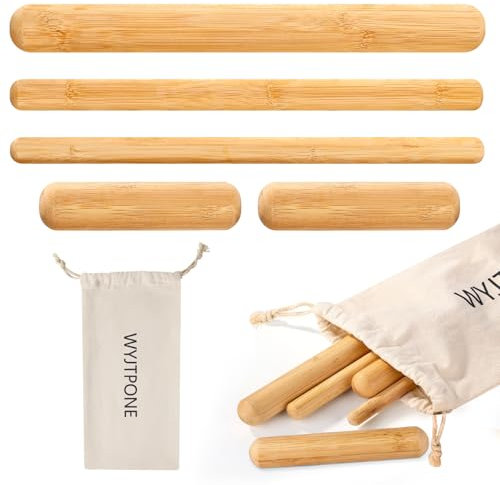 Lot de 5 bâtons de massage Guasha en bambou pour détendre les muscles et façonner le corps