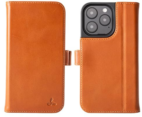 Snakehive Leather Wallet for iPhone 16 Pro - Real Leather Wallet Phone Case with Viewing Stand and Card Holder - Flip Folio Cover with Card Slots (Tan)