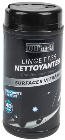 TURBOCAR - Lingettes nettoyantes, lingettes nettoyantes voiture - Lingettes nettoyantes surfaces vitrées - Boîte refermable de 40 lingettes - Enlèvent toutes traces de salissures - Pratique