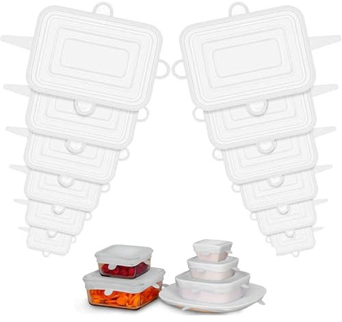 12 PCS silicone lids food covers, silicone stretch lids, silicone food covers, Expandable to Fit Various Shape of Containers, Dishes, Bowls, Dishwasher, Microwave and Freezer, 6 Sizes