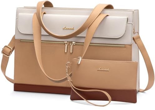 LOVEVOOK Laptop Tote Bags for Women 15.6 Inch Ladies Work Bags Stylish Handbag with Laptop Compartment Large Designer PU Leather Briefcase for School Shoulder Bag for Office Shopping
