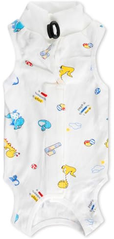 Lotsdonxia Cat Surgery Recovery Suit – Anti-Licking Wound Protector Breathable and Comfortable Cotton Post-Surgical Bodysuit for Cats in Dinosaur Pattern
