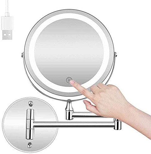 ZXXDSMYF Makeup Mirror Wall Mount 10X Makeup Mirror Touch Sn,Double Source Vanity Mirror