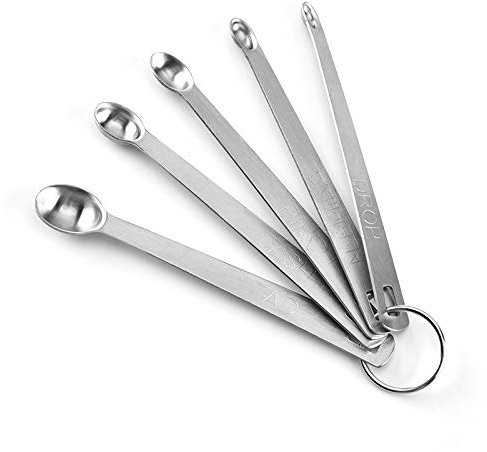 5 Pcs Measuring Spoons - Stainless Steel Small Measuring Spoons Tad 1/4 TSP, Dash 1/8 TSP, Pinch 1/16 TSP, Smidgen 1/32 TSP, Drop 1/64 TSP for Home Kitchen Baking Cooking Gifts