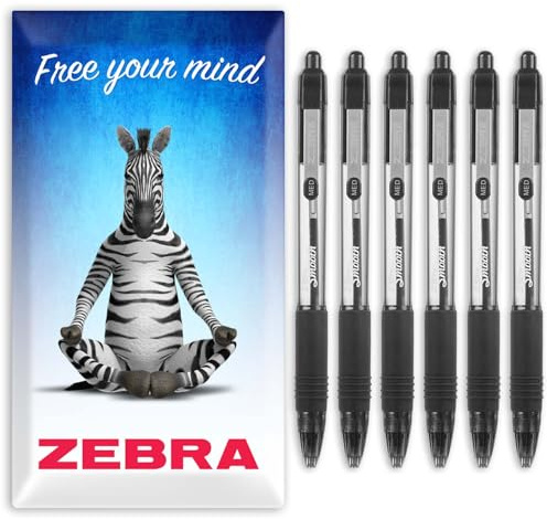 Zebra Z-Grip Smooth Ink Ballpoint Pen - 1.0mm - Pack of 6 Pens - in Zebra Envelope Gift Packaging (Black)