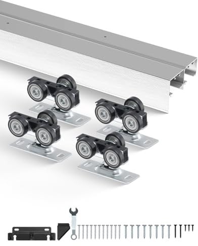 VEVOR Kit de Herrajes para Puertas Corredizas de 1828 mm de Aleación de Aluminio para Puertas Corredizas de Armario con Tiradores, para Sistema de 2 Puertas para Puertas de 35-45 mm de Grosor