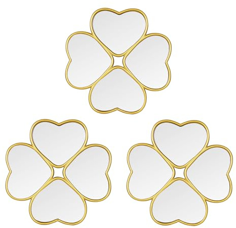 LuHeToz Kleine Wandspiegel Deko Wohnzimmer 3er Set | Runde Spiegel für Wanddekoration Schlafzimmer | Kreisspiegel Wanddekoration | Dekorative Spiegel Wohnaccessoires (Gold)