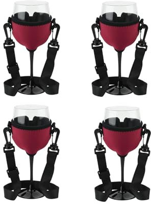 4 Stück Weinglashalter zum Umhängen Becherhalter zum Umhängen Weinhalter Gläserhalter Weinglas Halterung Wine Glass Holder für Weihnachten, Weinfest, Hochzeit, Geburtstag, Party (Wein)