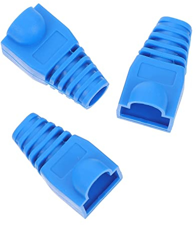 Tofficu Steckerkappen Kabelschutzkappe Rj45 100 Stück 5 Stecker Kunststoff und Blaue gegen Bruch Wasser und Zugbelastung