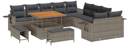 vidaXL Gartensofa-Set 13 STK. Grau Poly-Rattan