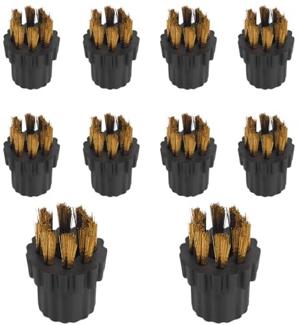 Steam Cleaner Brush Head,10 PCS Nylon/Copper/Stainless Steel Bristle Steamer Brushes Heads Replacement for Bathroom Tile Seams Corners Window Frames Sink Edges
