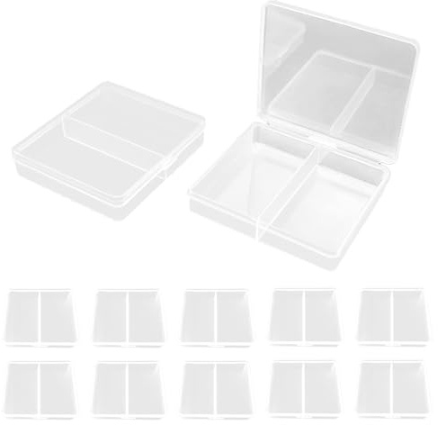 WYAN 12 Pcs Two grids Storage Box, Small Bead Organizers and Storage, Storage Organizers Box, Rectangle Bead Holder, for Items Jewerlry Findings Tiny Bead (6.7 * 5.7 * 1.2cm)