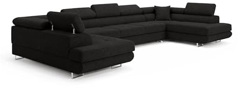 COMFORTINO FURNITURE Ecksofa mit Schlaffunktion Big PASTI U-Form, Sofa Couch mit Bettkasten, 3-Sitzer Eckcouch, Schlafsofa für Wohnzimmer, Big Sofa Couch mit Schlaffunktion (Bouclé Quelle 100)